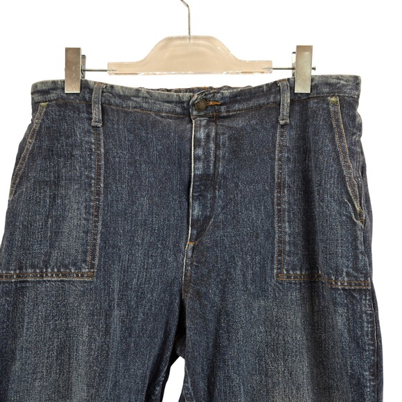 Rag & Bone Miramar Mia Denim Print Cotton Terry Jogger Pants Blue L Athleisure - Picture 2 of 11